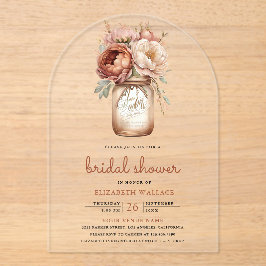 Invitaciones Acrílicas Terracotta Floral Mason Jar Bridal Shower
