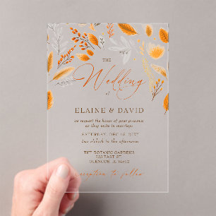 Invitaciones Acrílicas Terracotta Modern Script Elegant Fall Wedding