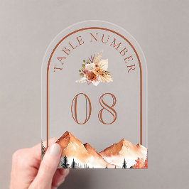 Invitaciones Acrílicas Terracotta Mountain Wedding Acrylic Table Number