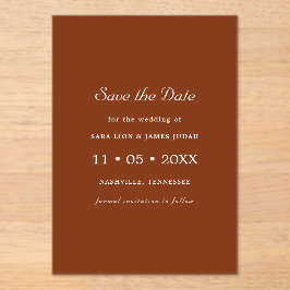 Invitaciones Acrílicas Terracotta Photo Save the Date Card