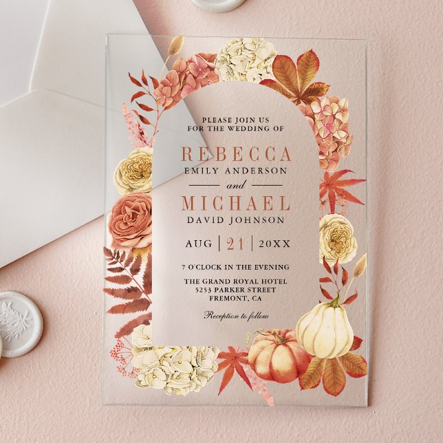 Invitaciones Acrílicas Terracotta Pumpkin Floral Wedding (Subido por el creador)