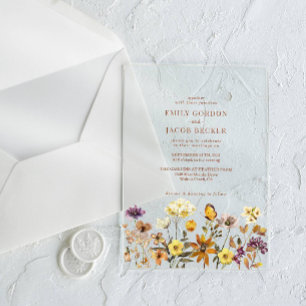 Invitaciones Acrílicas Terracotta Wildflower Boho Fall Wedding