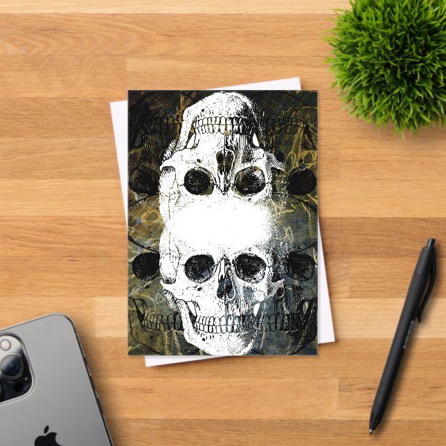 Invitaciones Acrílicas Terror de Halloween - 3 Calaveras Explosión de Gra (Insitu (Tarjeta de Invitación))