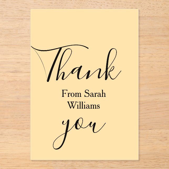 Invitaciones Acrílicas Thank you from add name yellow Pastel boho wedding (Anverso)