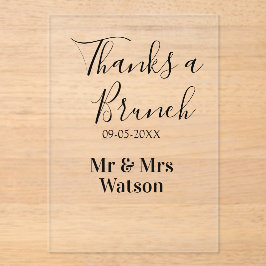 Invitaciones Acrílicas Thanks a brunch post wedding name date simple