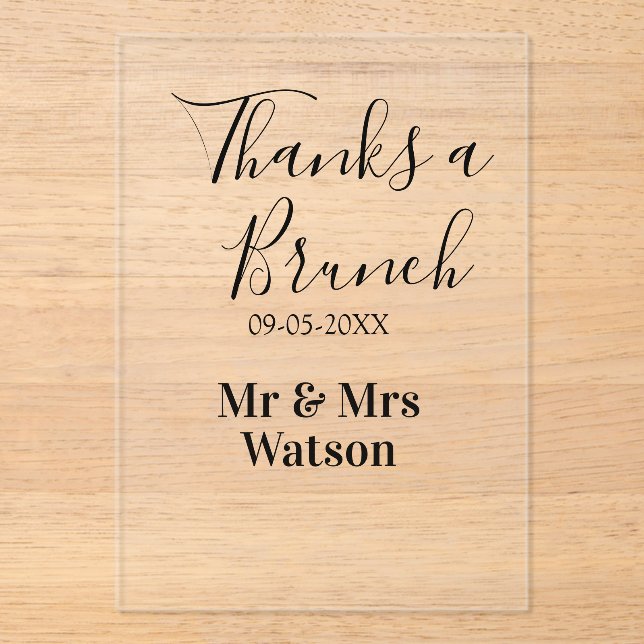 Invitaciones Acrílicas Thanks a brunch post wedding name date simple  (Anverso)