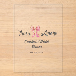 Invitaciones Acrílicas that's amore bridal shower pink retro bow boho nam