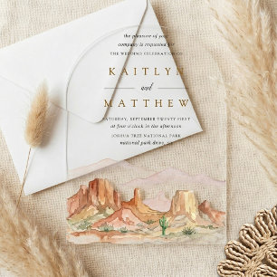 Invitaciones Acrílicas The Watercolor Desert Range Wedding Suite -