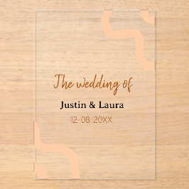 Invitaciones Acrílicas The wedding of add bride groom name date peach