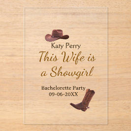 Invitaciones Acrílicas This Wife is a showgirl bachelorette party name da