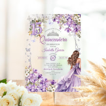 Tiara de lavanda con mariposas florales Quinceañer