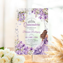 Tiara Floral de Plata y Lavanda para Quinceañera