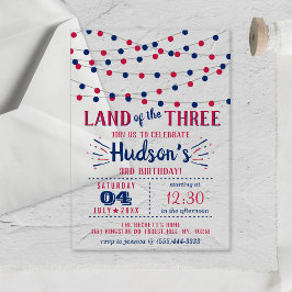 Invitaciones Acrílicas ¡Tierra De Los Tres! 4 De Julio: Fiesta De Cumplea