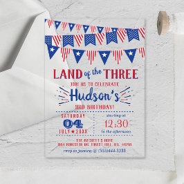 Invitaciones Acrílicas ¡Tierra De Los Tres! 4 De Julio: Fiesta De Cumplea