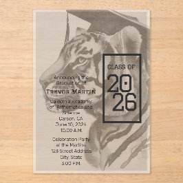 Invitaciones Acrílicas Tiger Design | Custom Graduation Invitation Cards