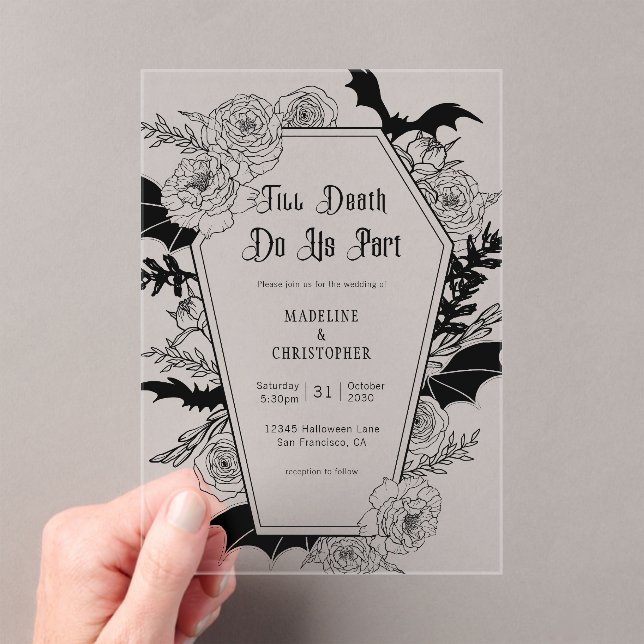 Invitaciones Acrílicas Till Death Do Us Part Gothic Floral Wedding (Insitu (portátil))