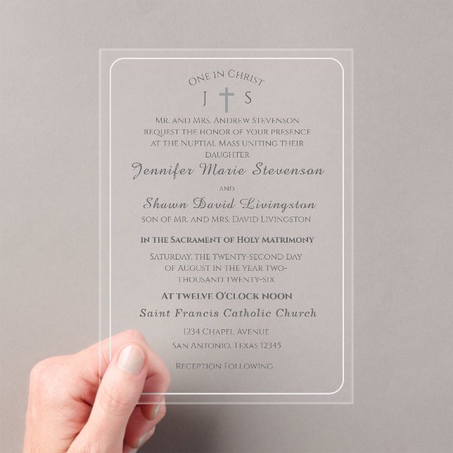 Invitaciones Acrílicas Timeless Catholic Monogrammed Wedding Invitation (Insitu (portátil))