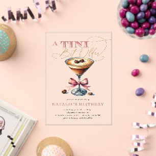Invitaciones Acrílicas Tini bit mayor Espresso Martini Bow rosado cumplea