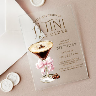 Invitaciones Acrílicas Tini Bit Older Espresso Martini Cumpleaños para El