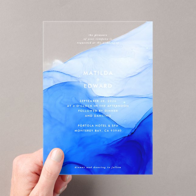 Invitaciones Acrílicas Tinta Moderna Personalizada Abstracta Audaz para B (Insitu (portátil))