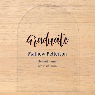 Invitaciones Acrílicas Tipo negrita simple negro clásico moderno graduaci