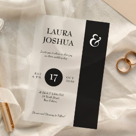 Invitaciones Acrílicas Tipografía audaz moderna boda blanco y negro