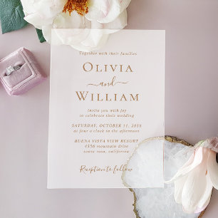 Invitaciones Acrílicas Tipografía Dorada Chic Minimalista Boda Escarchada
