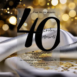 Invitaciones Acrílicas Tipografía minimalista 40 40º Fiesta de cumpleaños<br><div class="desc">Sencilla,  minimalista y elegante,  esta tipografía "40" de 40º cumpleaños es segura que satisfará a los más exigentes. Para el fiesta del año,  no hay mejor manera de decir "¡Celebremos!"</div>