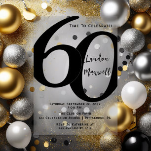 Invitaciones Acrílicas Tipografía Minimalista 60 Cumpleaños 60
