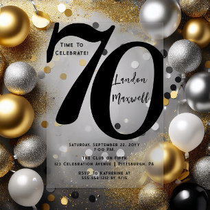 Invitaciones Acrílicas Tipografía Minimalista 70 Cumpleaños 70