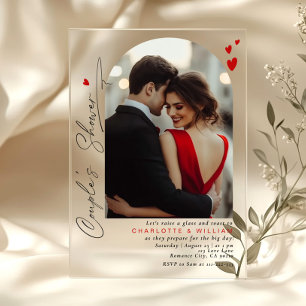 Invitaciones Acrílicas Tipografía minimalista Arco Foto Ducha de parejas