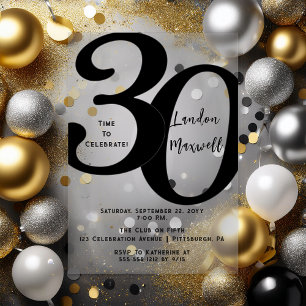 Invitaciones Acrílicas Tipografía Minimalista Cumpleaños 30 30 años