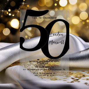 Invitaciones Acrílicas Tipografía Minimalista Cumpleaños 50