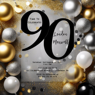 Invitaciones Acrílicas Tipografía Minimalista Cumpleaños 90