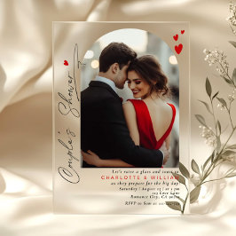 Invitaciones Acrílicas Tipografía minimalista Foto Parejas de Arco Ducha