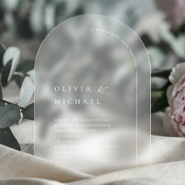 Invitaciones Acrílicas Tipografía moderna de boda de arco simplemente ele