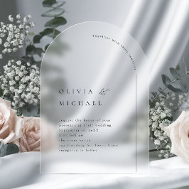 Invitaciones Acrílicas Tipografía moderna de boda de arco simplemente ele