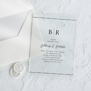 Invitaciones Acrílicas Tipografía Monograma Minimalista Boda