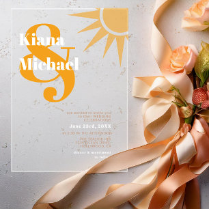 Invitaciones Acrílicas Tipografía Soleada Boda Marigold ID1048