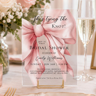 Invitaciones Acrílicas Tirando el lazo Rosa La Despedida de Soltera