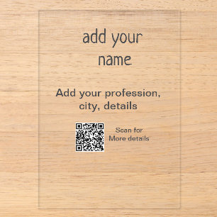 Invitaciones Acrílicas Título QR de nombre de texto simple mínimo
