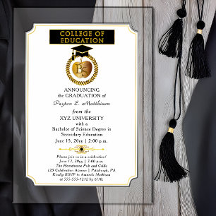 Invitaciones Acrílicas Título universitario en Educación Manzana de Oro d