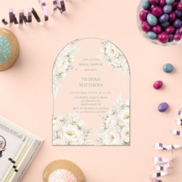 Invitaciones Acrílicas Toda la ducha nupcial floral blanca