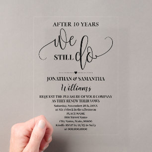Invitaciones Acrílicas Todavía hacemos aniversario de boda minimalista mo