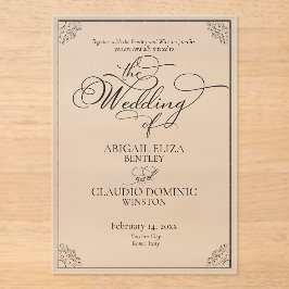 Invitaciones Acrílicas Todo en uno elegante guión Roma Italia Destino