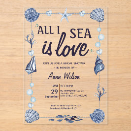 Invitaciones Acrílicas Todo lo que quiero es amor Ducha de novia mares de