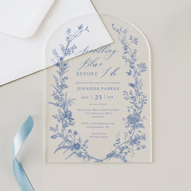 Invitaciones Acrílicas Toile Algo Azul Bridal Ducha Arco (Subido por el creador)