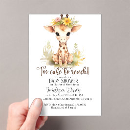 Invitaciones Acrílicas Too Cute to Reach Giraffe Baby Shower Invitation