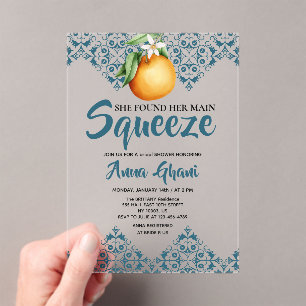 Invitaciones Acrílicas Torrencial Mediterráneo Despedida de Soltera Azul