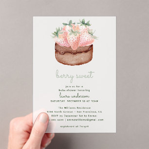 Invitaciones Acrílicas Torta De Fresa Dulce Cumpleaños De Bebe